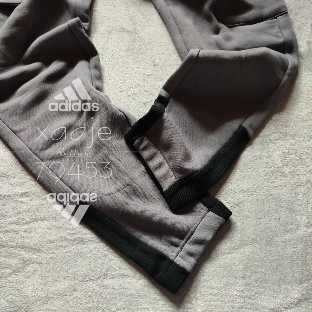 新品 正規品 adidas アディダス スウェットパンツ 4ポケット カーゴパンツ ロゴ プリント 裏起毛 グレー系 ライトパープル系 XL_画像5
