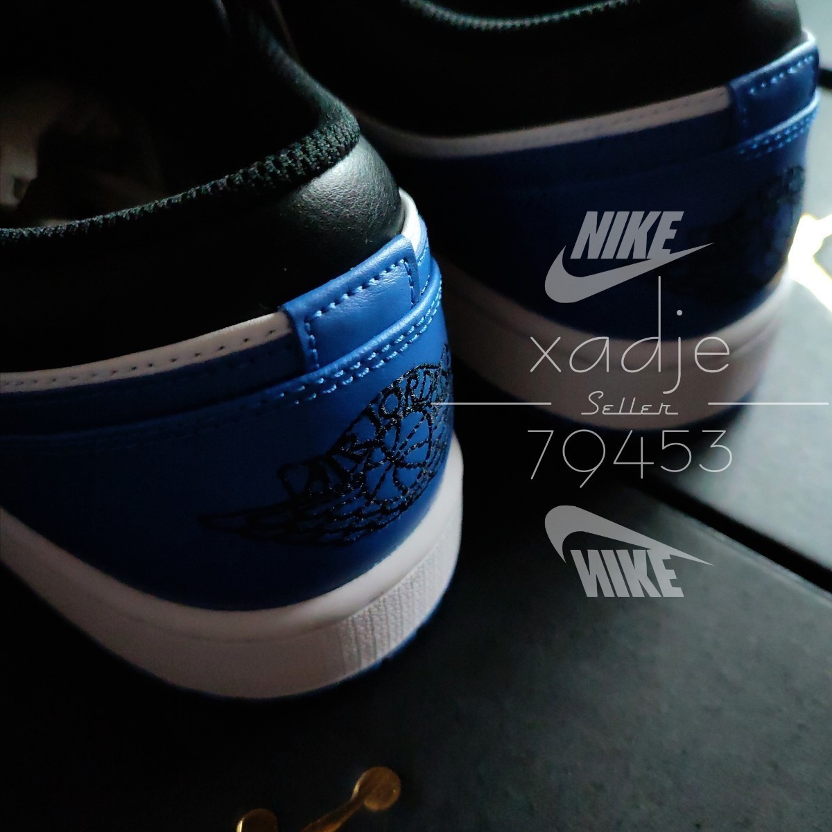  new goods regular goods NIKE Nike AIR JORDAN 1 LOW air Jordan 1 low black black blue royal blue white 29cm US11 box attaching 