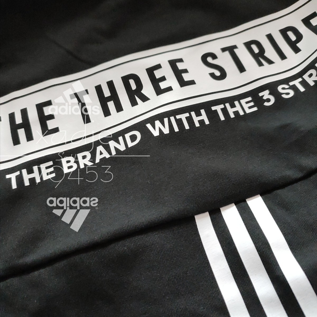  новый товар стандартный товар adidas Adidas 2 шт. комплект длинный рукав long T принт THREE STRIPES чёрный черный белый белый 3шт.@ линия Logo вышивка толстый L