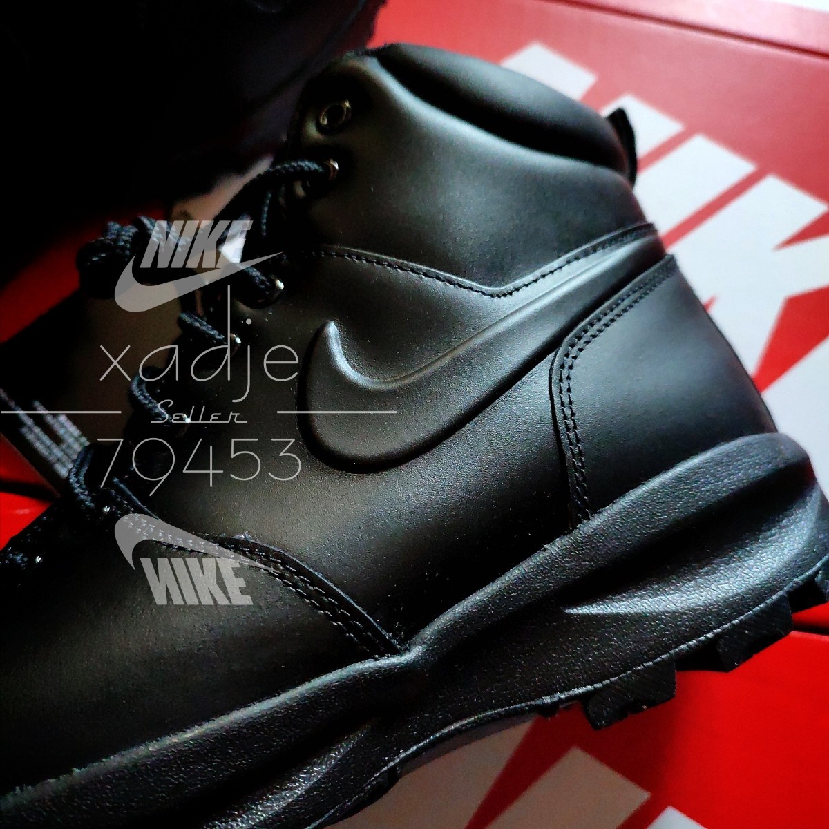新品 正規品 NIKE ナイキ マノア レザー スニーカー ブーツ 黒 ブラック アウトドア キャンプ 26.5cm US8.5 箱付きの画像2