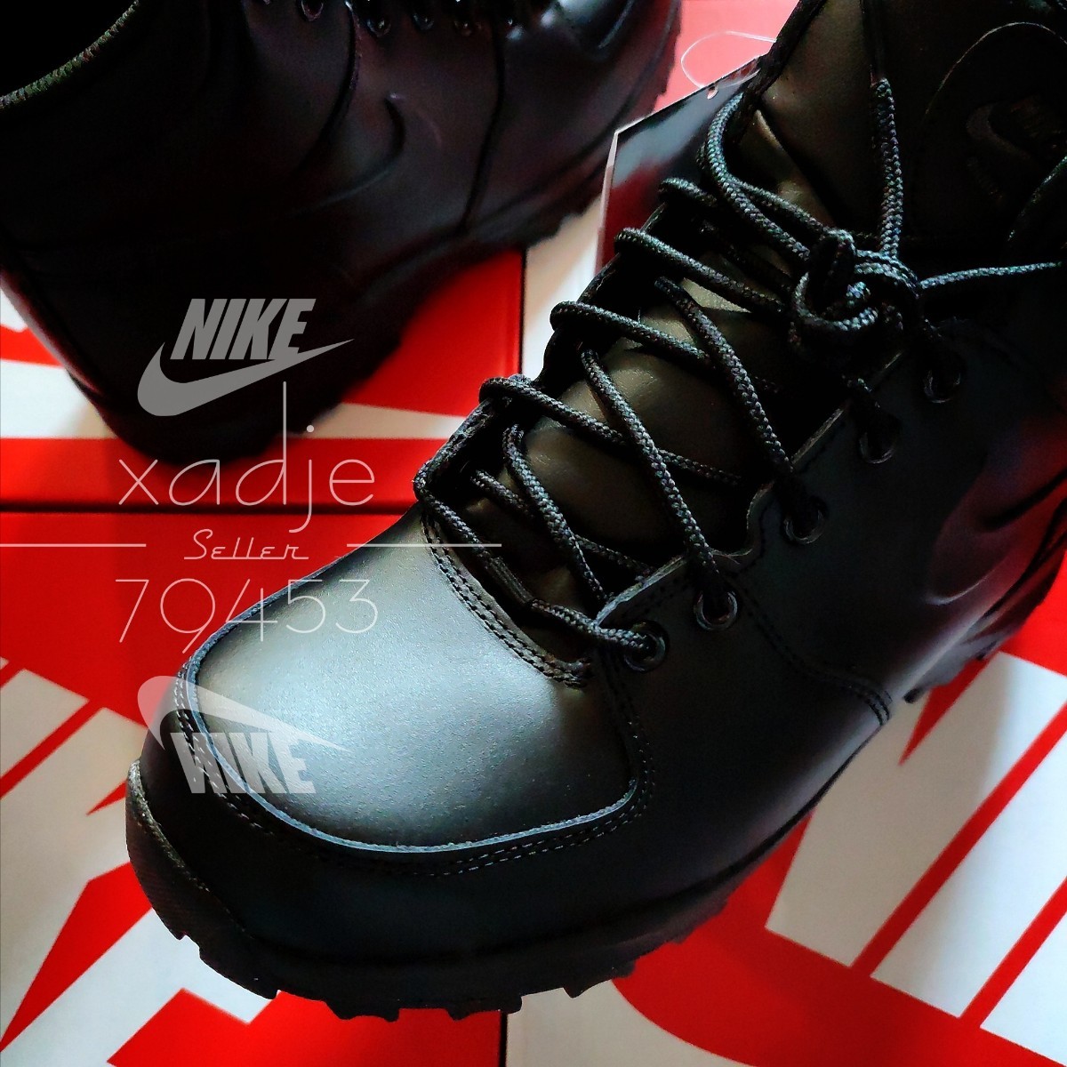 新品 正規品 NIKE ナイキ マノア レザー スニーカー ブーツ 黒 ブラック アウトドア キャンプ 26.5cm US8.5 箱付きの画像4