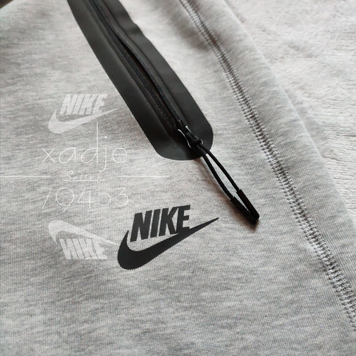 新品 正規品 NIKE ナイキ テックフリース 2WAY ストレート パンツ 裾絞り付き ゆるめ 灰 グレー 黒 ロゴプリント Mの画像3