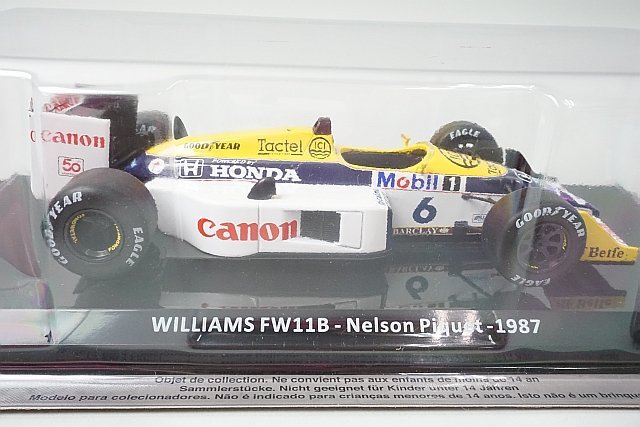 デアゴスティーニ 1/24 隔週刊 ビッグスケールF1コレクション No.6 ウィリアムズ FW11B ネルソン・ピケ 1987 #6 ※外箱等欠品の画像3