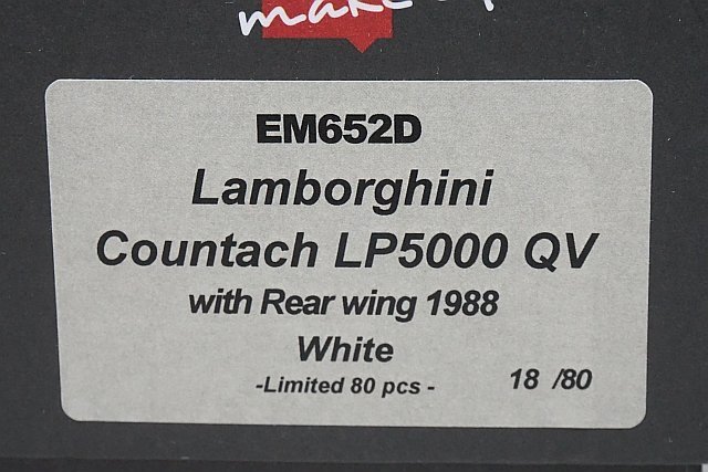 MAKE UP メイクアップ/ EIDOLON アイドロン 1/43 ランボルギーニ カウンタック LP5000 QV 1988 リアウィング ホワイト 限定80台 EM652D_画像4