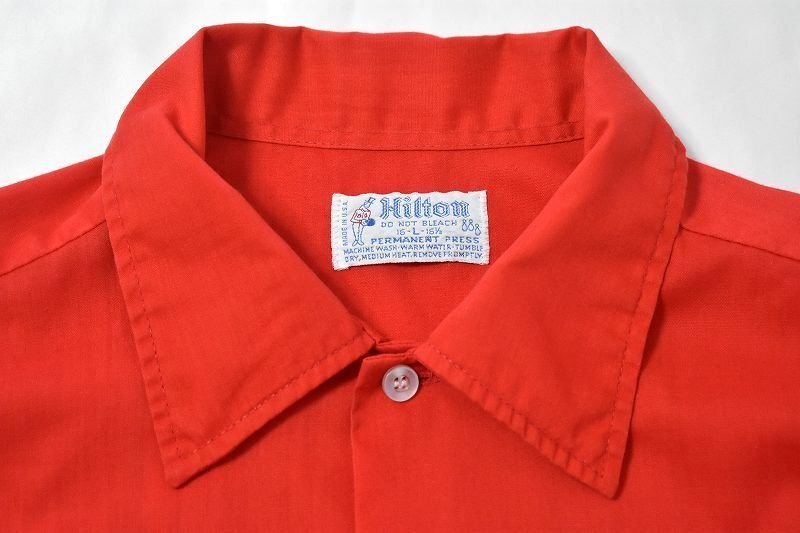 ＠美品 米国製 Hilton ヒルトン 半袖ボーリングシャツb100 L ロカビリー 80's 90's ホットロッド_画像3