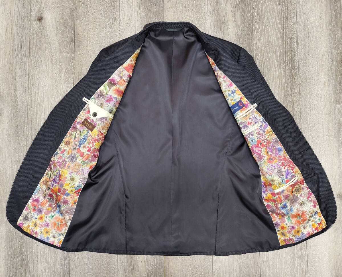 [ finest quality beautiful goods * large size ] Paul Smith collection × Zegna floral print lining AMF the smallest lustre black suit 103-93-180 (XLX size ) Paul Smith