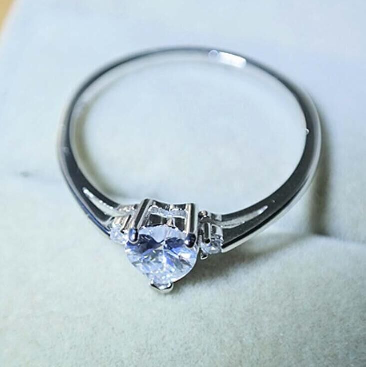  free shipping *. approximately ring zirconia 3 number ~28 number Heart Cubic Zirconia lady's accessory Cz diamond ring * white gold 