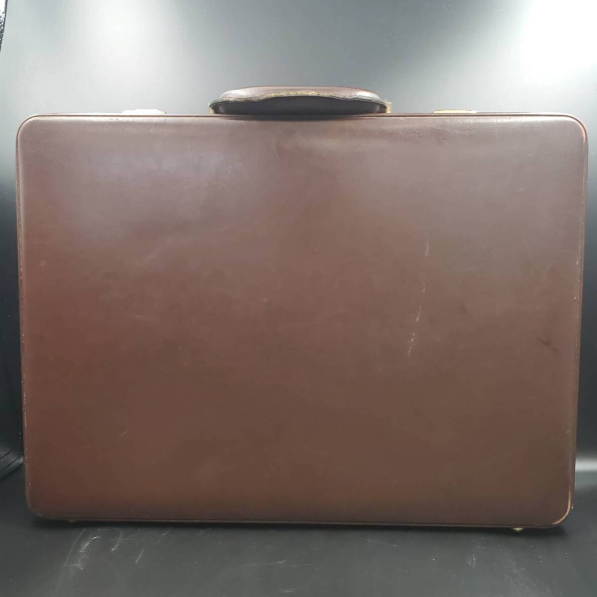 *1 jpy start *#23145 HICKOK USA Pilot case briefcase attache case dial lock Brown imitation leather bag office work supplies 