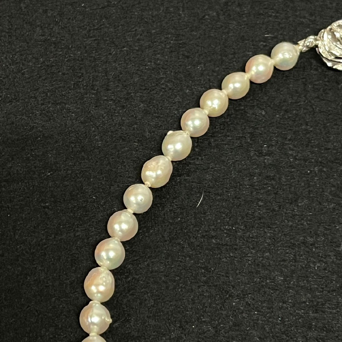 パール 真珠 ネックレス バロックパール SIVER 全長約41.5cm 珠直径約8.11mm～8.44mm アクセサリー　031509w/T9（K）_画像2