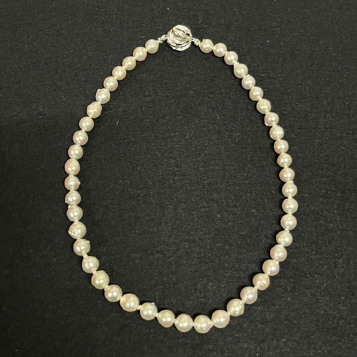 パール 真珠 ネックレス バロックパール SIVER 全長約41.5cm 珠直径約8.11mm～8.44mm アクセサリー　031509w/T9（K）_画像1