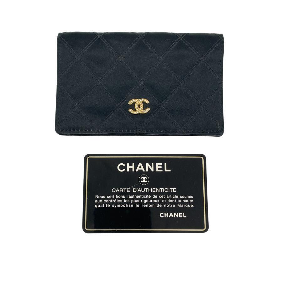 CHANEL シャネル マトラッセ サティンレザー カードケース　JT613_画像1