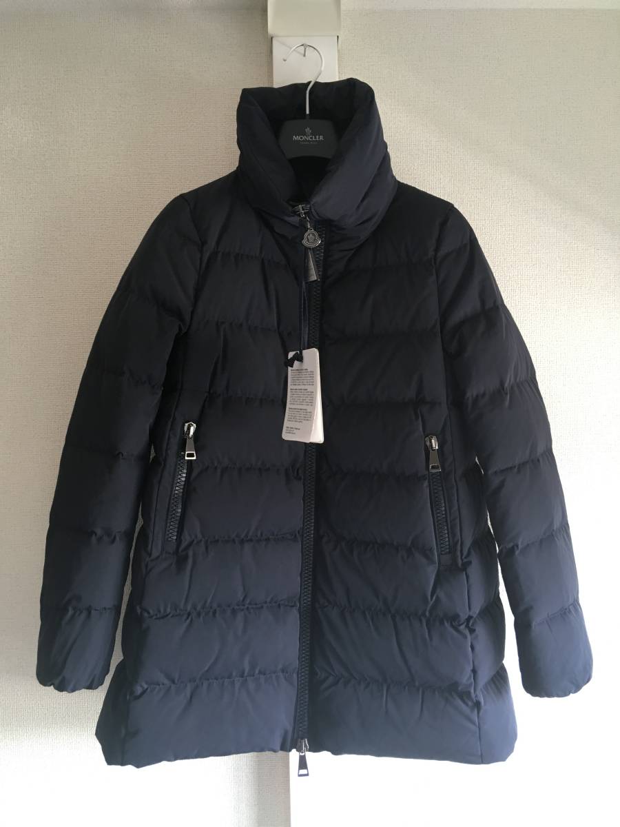 定価18万 新品 本物 モンクレール PETREA ダウン コート 0 Moncler ジャケット ブラック ネイビー ブルー 紺 ロゴ ペトレア_画像1