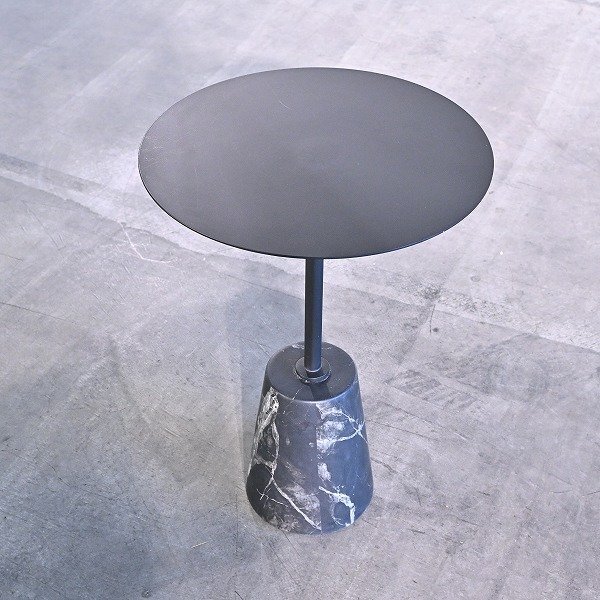 【引取限定】moda en casa 5万「plata table /プラタ テーブル」大理石支柱 メタル天板 異素材 モーダエンカーサ リビング ダイニング