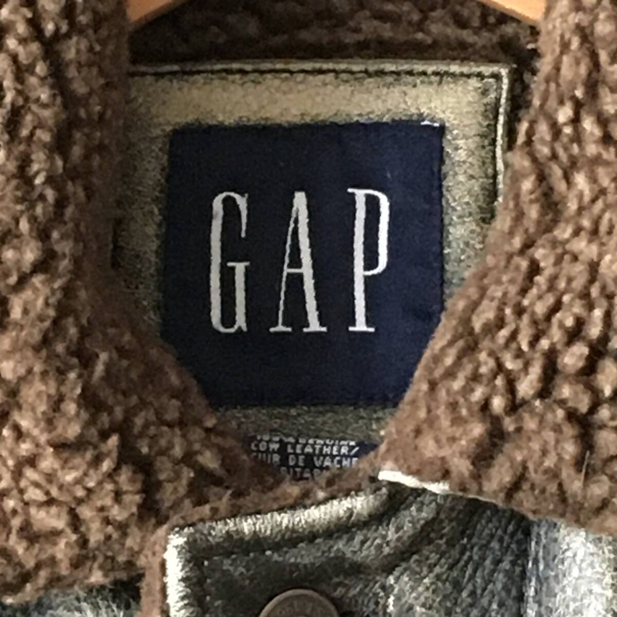 美品 OLD GAP 　オールドギャップ 　牛革　レザー　ジャケット　ボア　コートXS_画像5