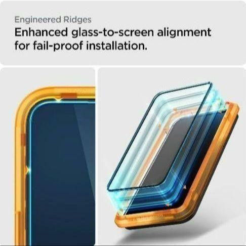 Spigen AlignMaster 全面保護 ガラスフィルム iPhone 14 Pro Max 用 ガイド枠付き  