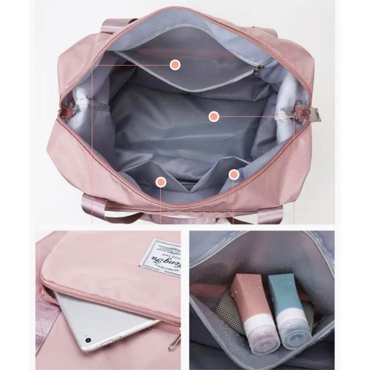 【新品未使用】トラベルバッグ  旅行かばん　大容量　超軽量  折りたためる 拡張 ピンク