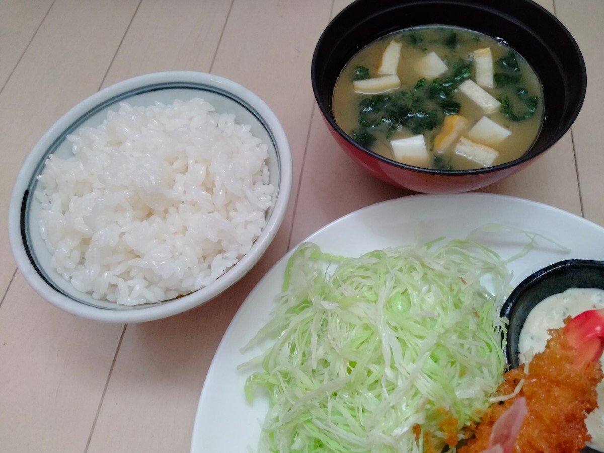 食品サンプル(中古) 【海老フライ3本定食】 味噌汁・ご飯付_画像7