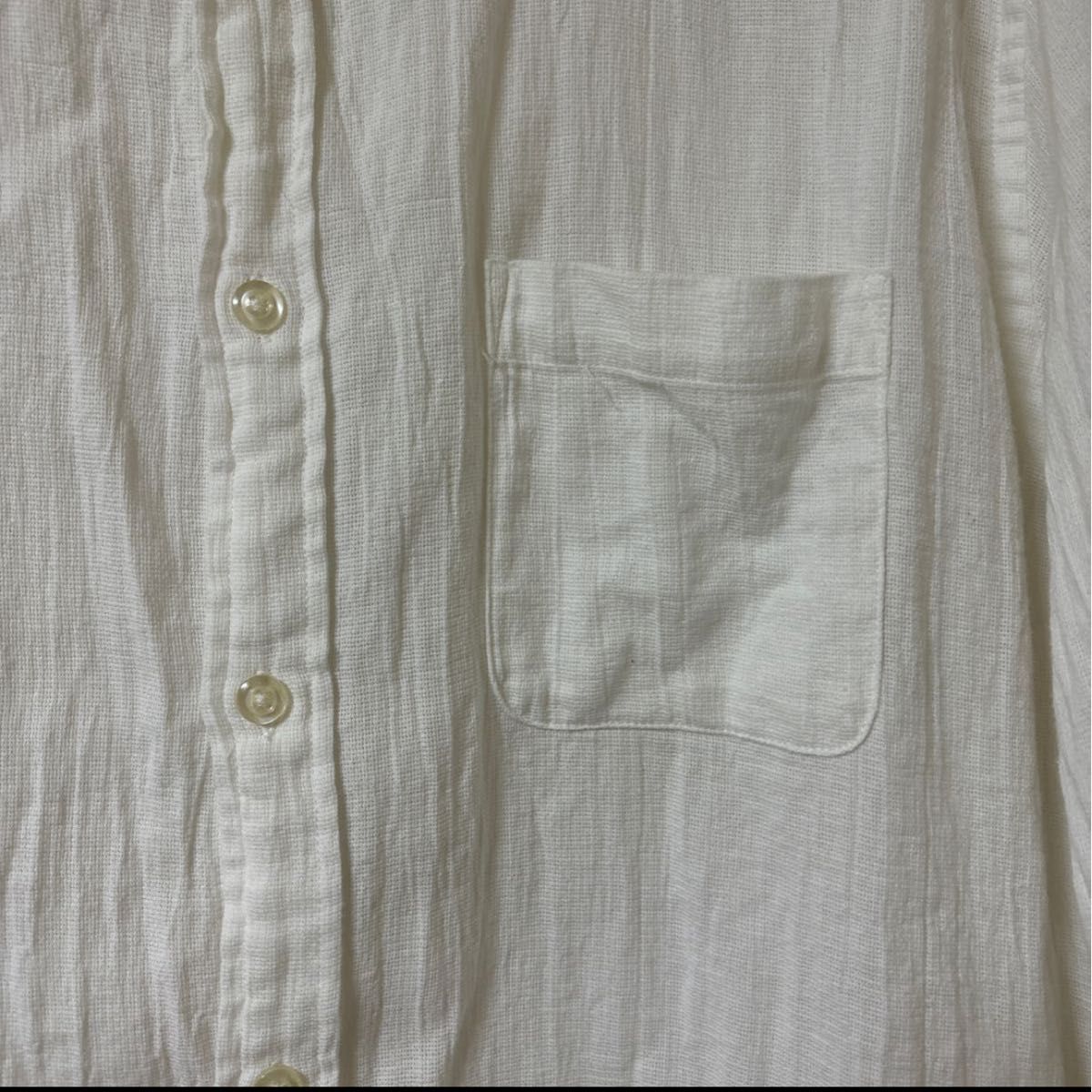 グローバルワーク　メンズ ホワイト ブラウス　白シャツ　七分袖