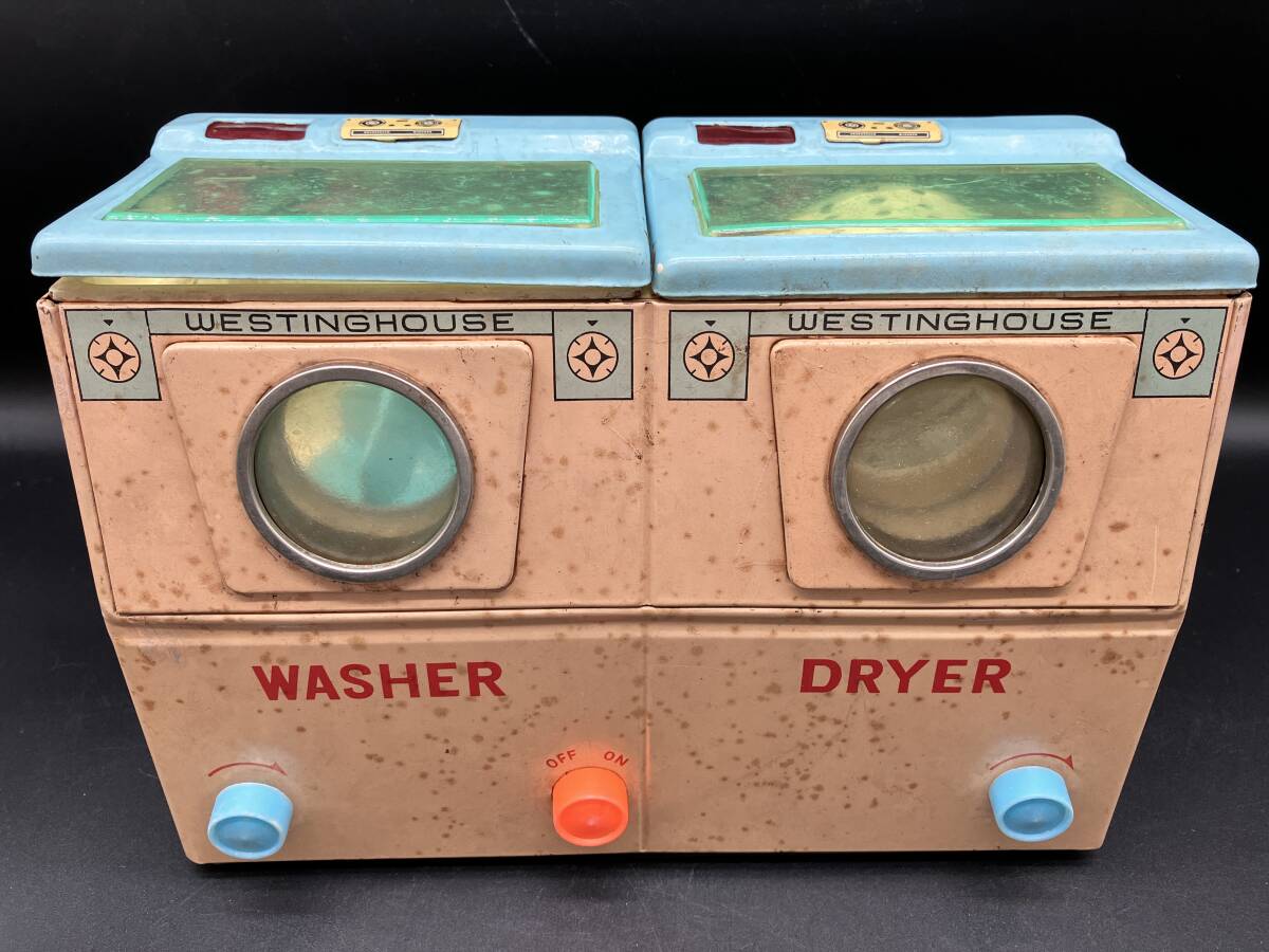 日本製・古いブリキの洗濯機のおもちゃ　共箱付　昭和レトロ　ビンテージ　134_画像2