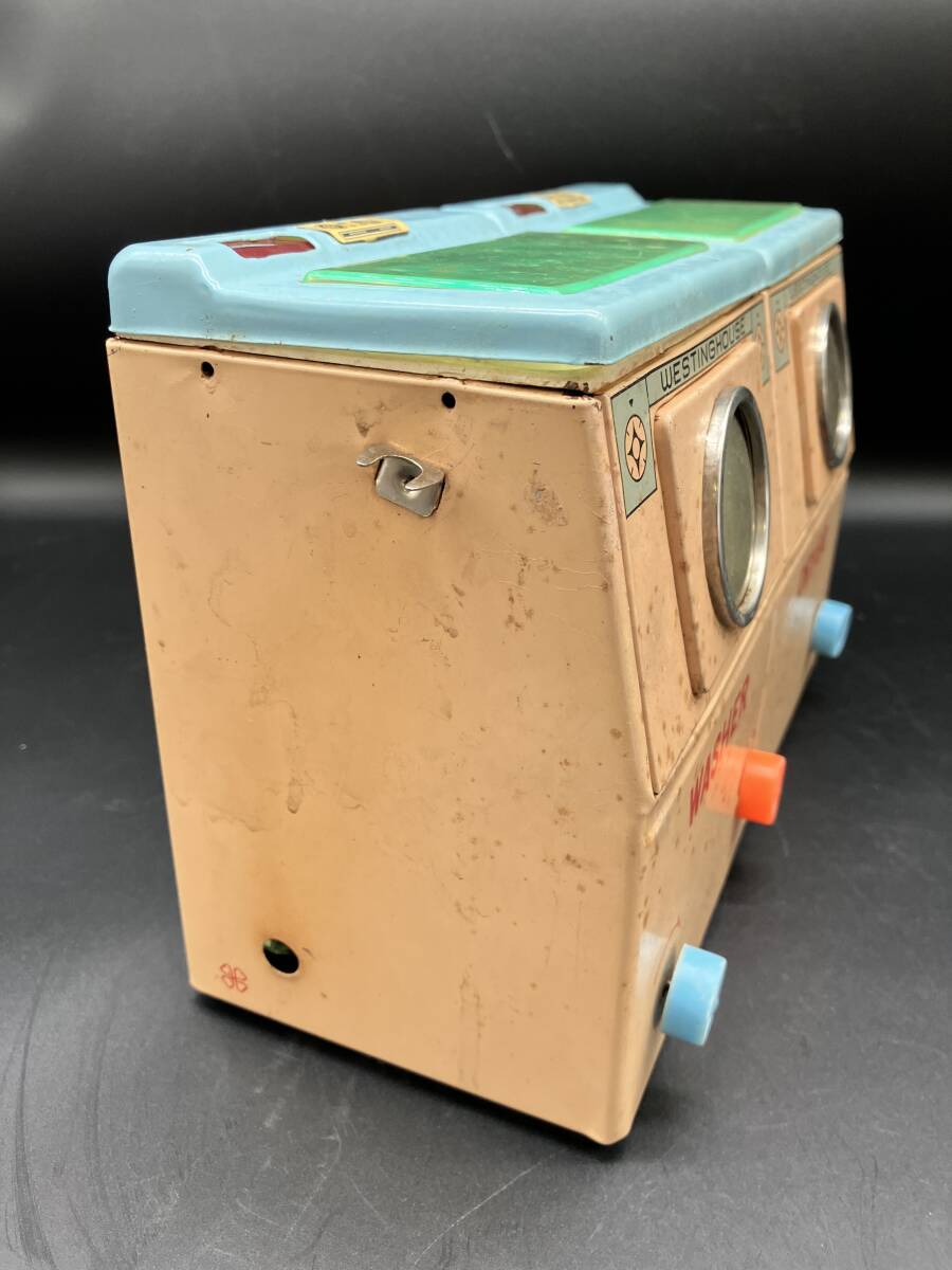 日本製・古いブリキの洗濯機のおもちゃ　共箱付　昭和レトロ　ビンテージ　134_画像5