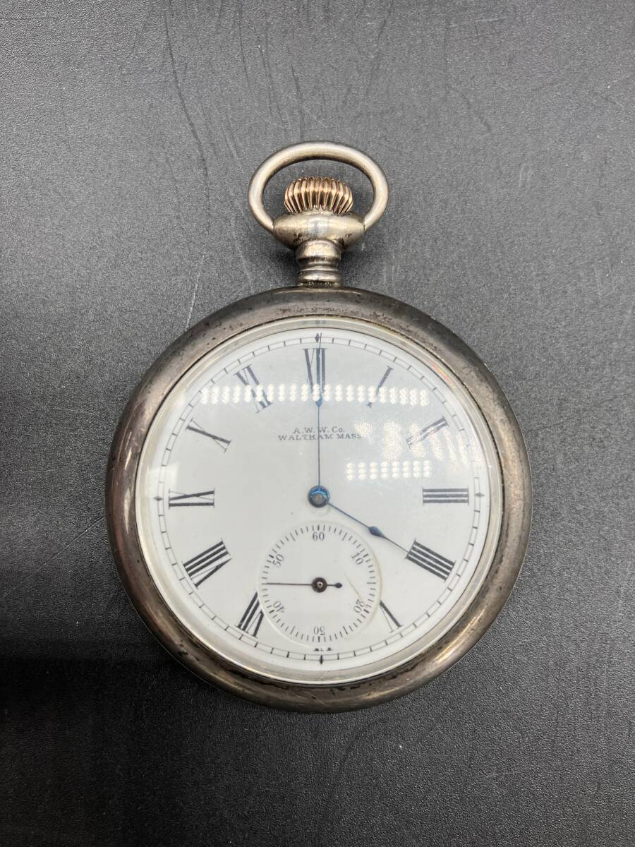 稼働品 A.W.W.CO.WALTHAM,MASS WALTHAM １９０１年製？　懐中時計　銀製　75.30g　スターリングシルバー　ウォルサム　203