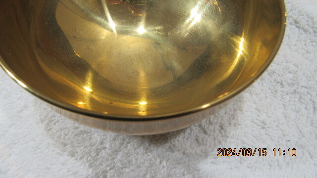 仏具 おりん ミニおりん 真鍮製 径は9cm 重さは150g ３個 固め売り 未使用品の画像6