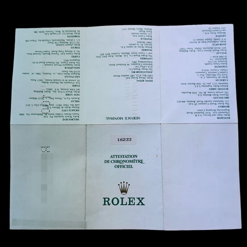 ロレックス ROLEX デイトジャスト DATEJUST 16233 ギャランティカード 国際保証書 GARANTIE R番 ロレックスカードケース付の画像3