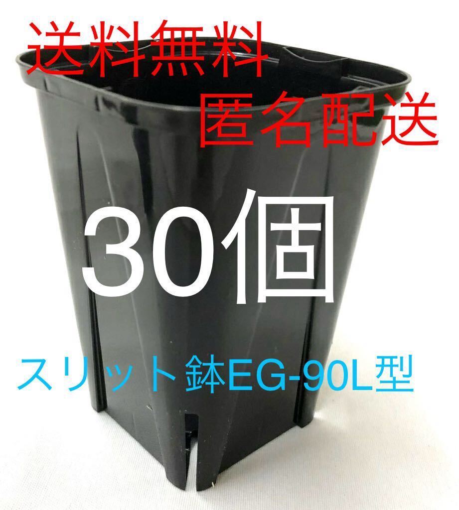 送料無料　匿名配送　スリット鉢EG-90L型　9cm　30個　スリット鉢　黒　ブラック　プラ鉢　日本製_画像1