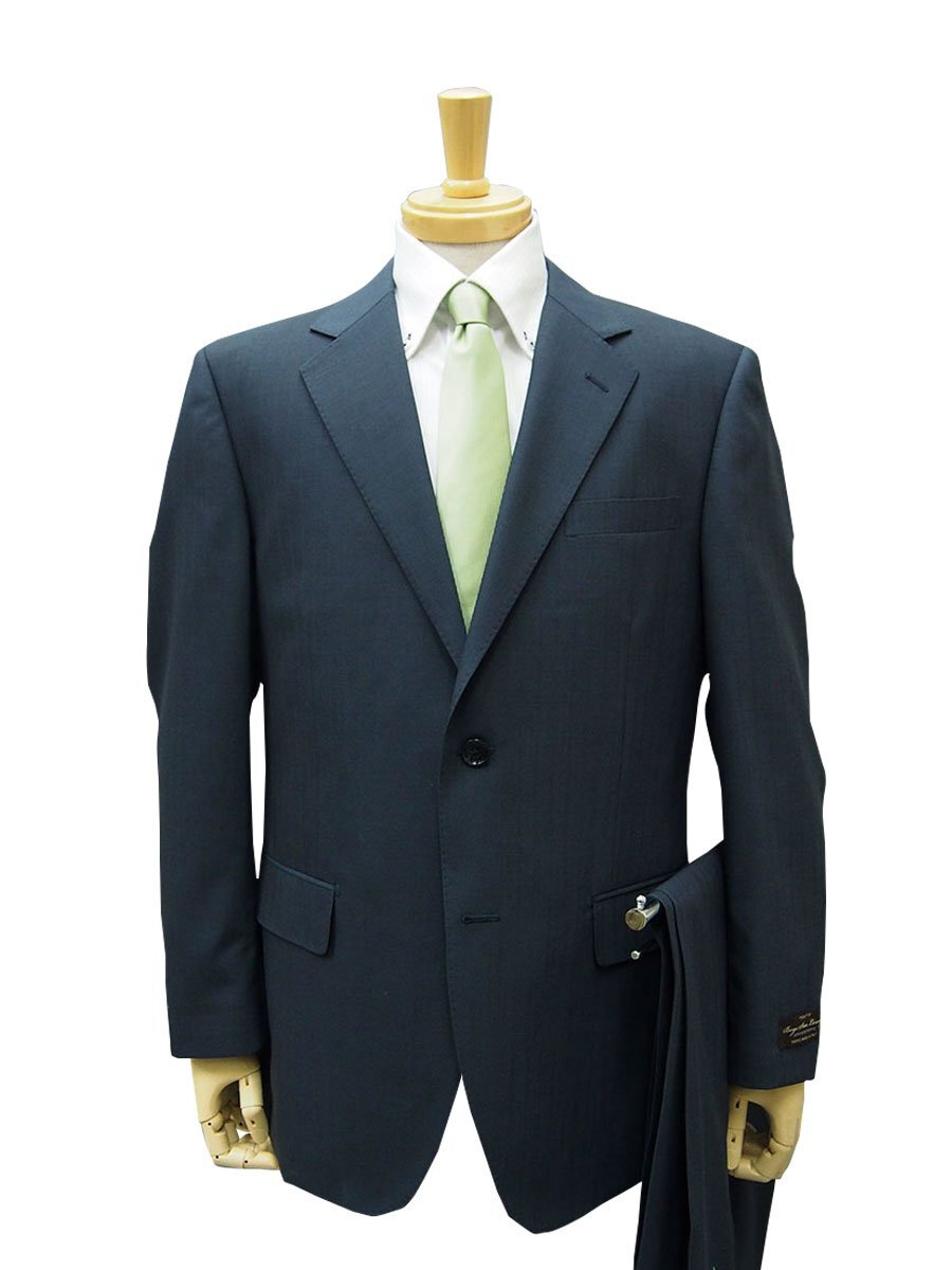 (ac) 48534-71-BE5 春夏物 2ツボタン ワンタック レギュラー スーツ イタリア生地 紺 ネイビー ストライプ メンズ ビジネス