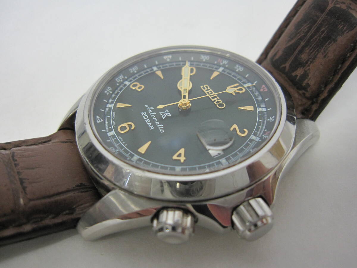 ☆SEIKO/セイコー PROSPEX Alpinist プロスペックス アルピニスト 6R35-00E0 自動巻 24石 グリーン文字盤 裏スケ 稼動品☆の画像4