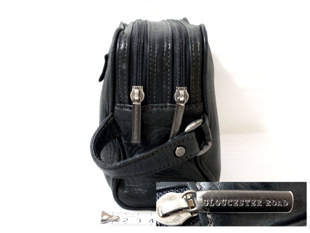 2* regular goods MARUEM GLOUCESTER ROADbook@ leather black men's pouch back 