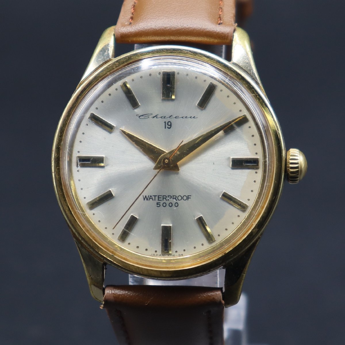 Chateau シャトー 手巻き 19石 シャチホコ ゴールドカラーケース 新品革ベルト アンティーク メンズ腕時計_画像3