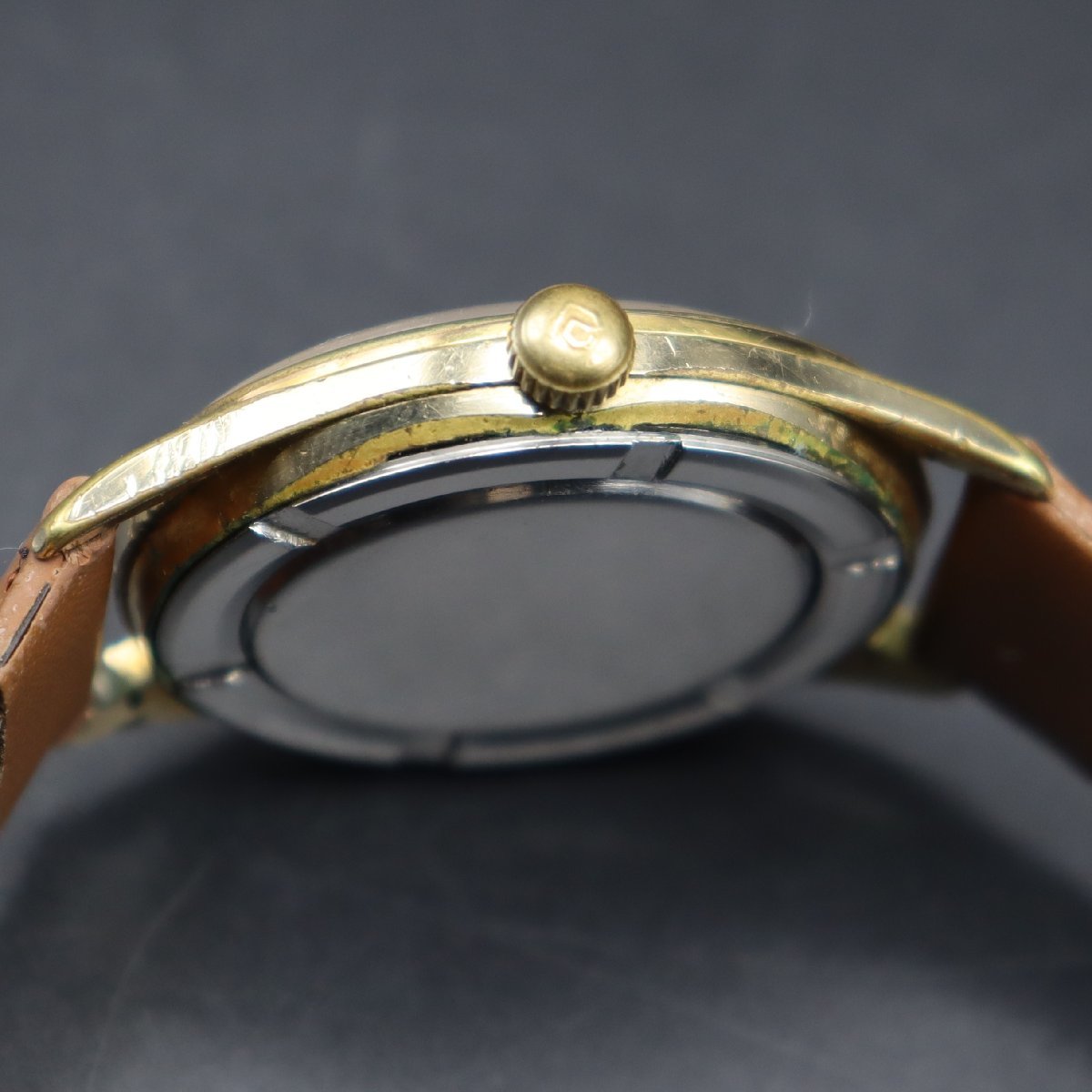 Chateau シャトー 手巻き 19石 シャチホコ ゴールドカラーケース 新品革ベルト アンティーク メンズ腕時計_画像6
