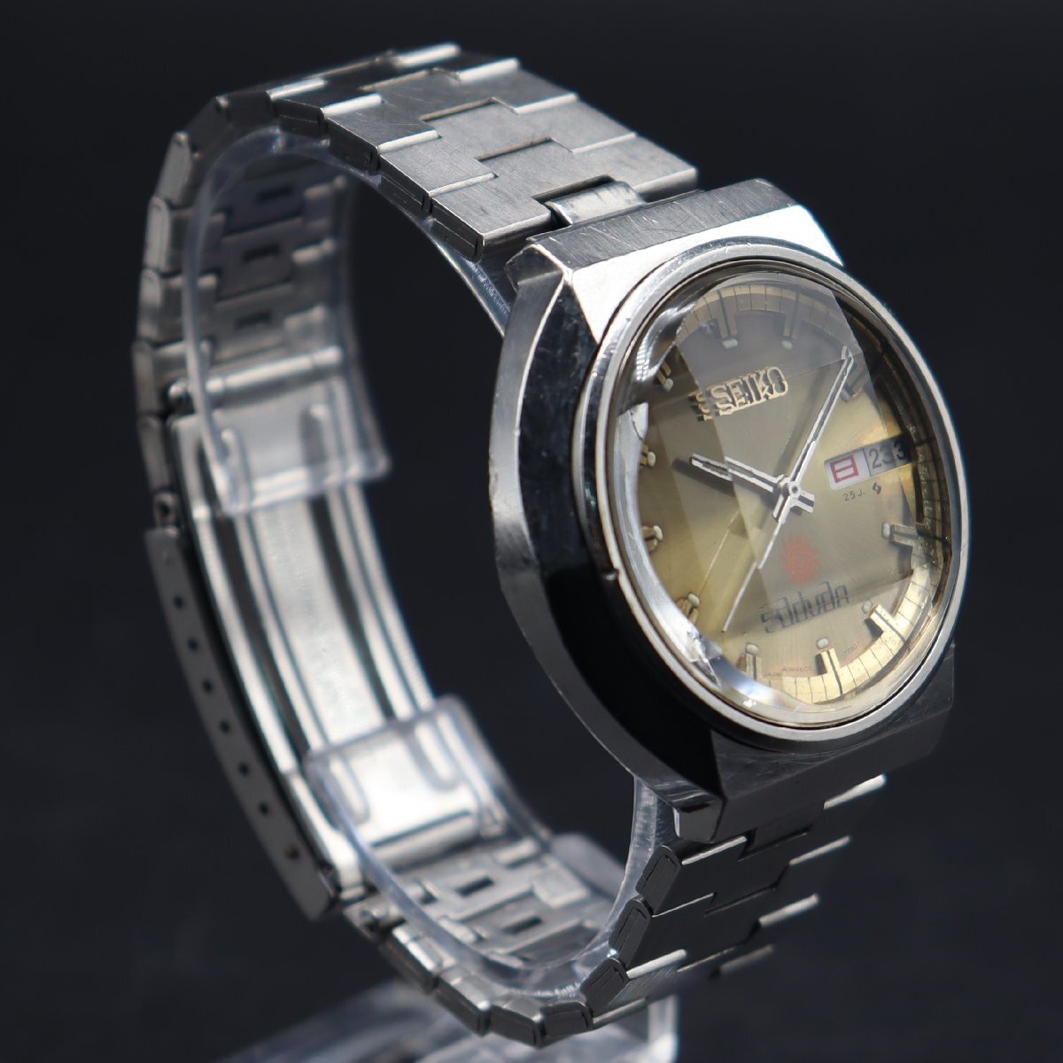 SEIKO advan セイコー アドバン 6106-7570 自動巻 25石 9面カットガラス ゴールドカラー文字盤 1972年 諏訪 デイデイト メンズ_画像4