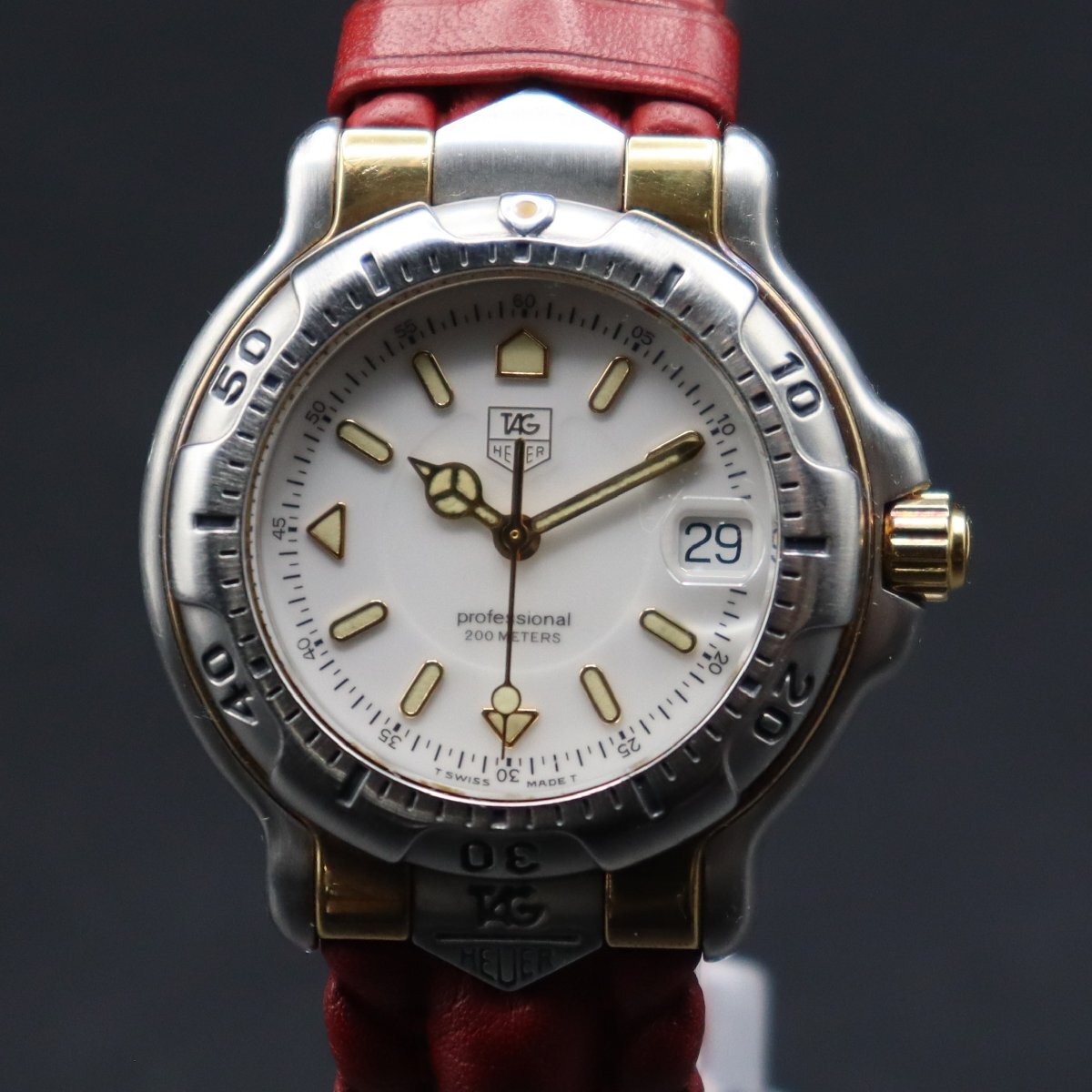 TAG HEUER タグホイヤー プロフェッショナル クォーツ WH1251-K1 200M コンビカラー デイト 純正革ベルト スイス ボーイズ/メンズ腕時計_画像2