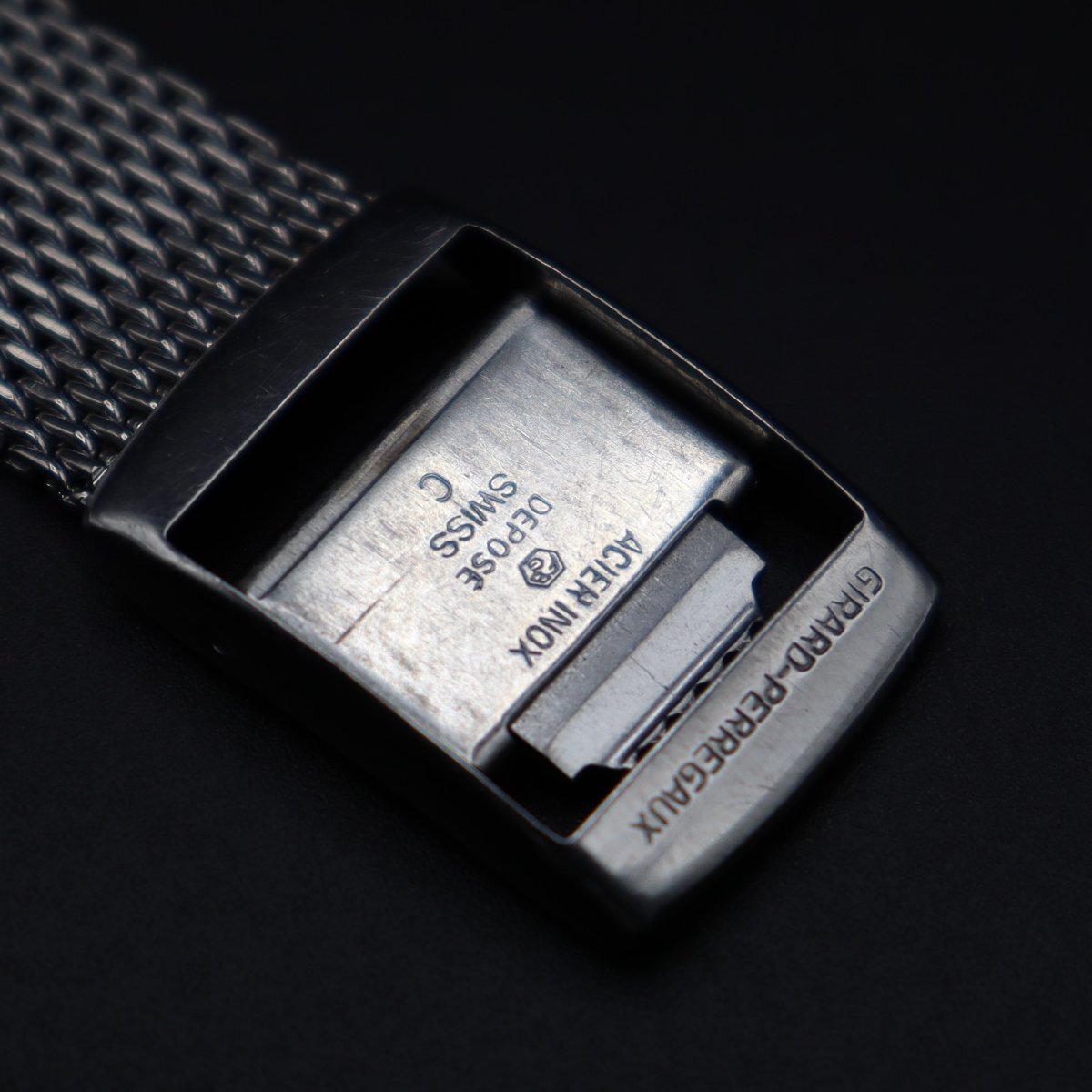 OH済 GIRARD-PERREGAUX GYROMATIC ジラールペルゴ ジャイロマチック 自動巻 スイス製 デイデイト アンティーク 純正尾錠 メンズ腕時計の画像6