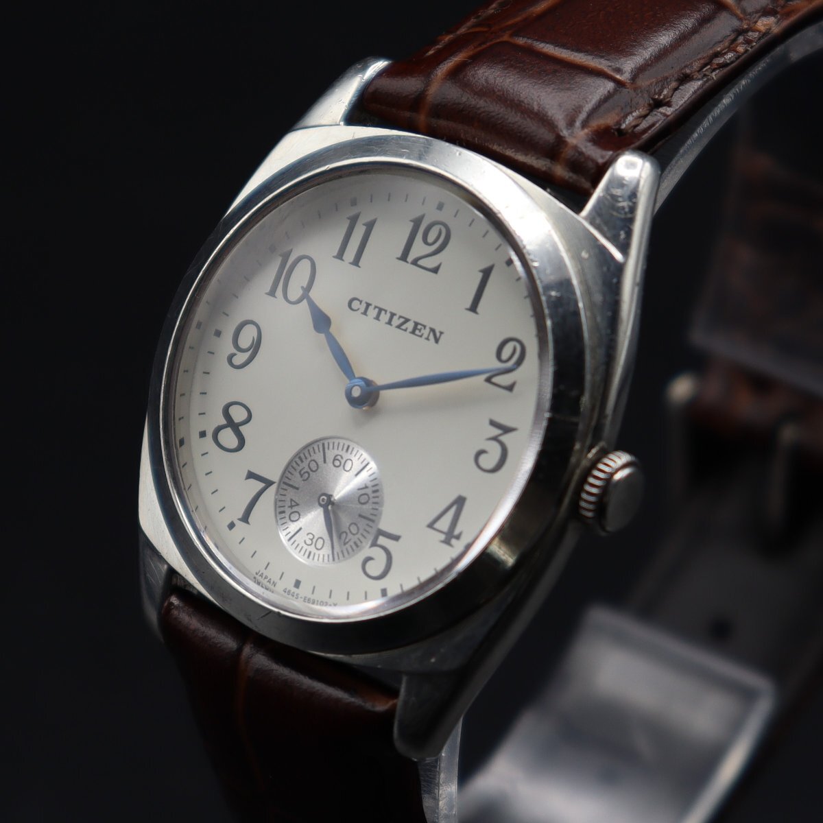 OH済 電池新品 希少 限定品 CITIZEN 1938 MODEL シチズン 1938モデル復刻版 クォーツ SV925 新品ベルト＆純正尾錠 箱/取説/保証 メンズの画像1