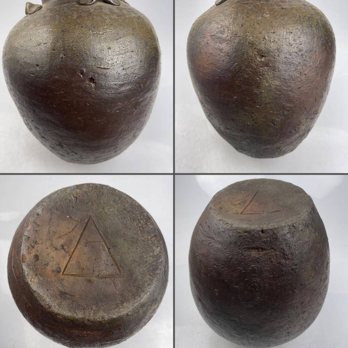  era old Bizen four ear ./ era thing old Bizen large .. flower vase flower raw . flower inserting tea utensils vase.1496