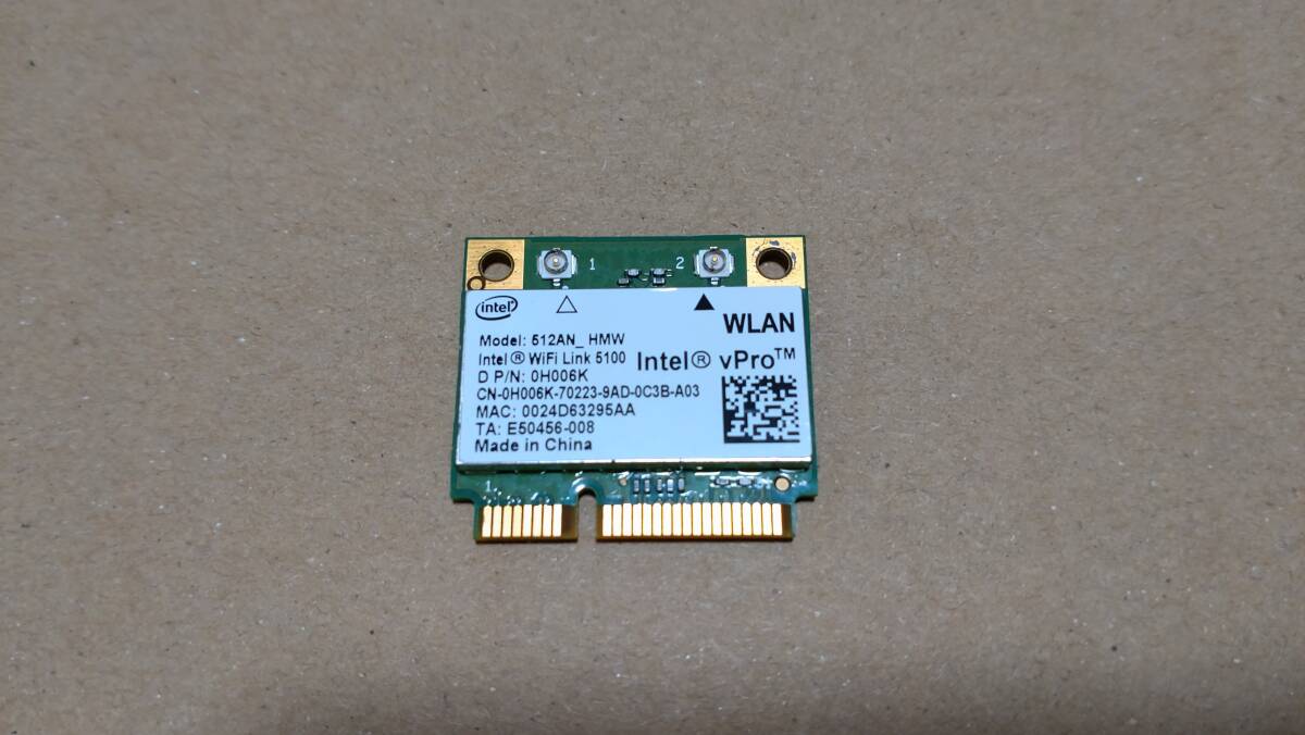 【中古】無線LANカード Intel WiFi Link 5100 Model: 512AN_HMW (Mini PCI-E)_画像1