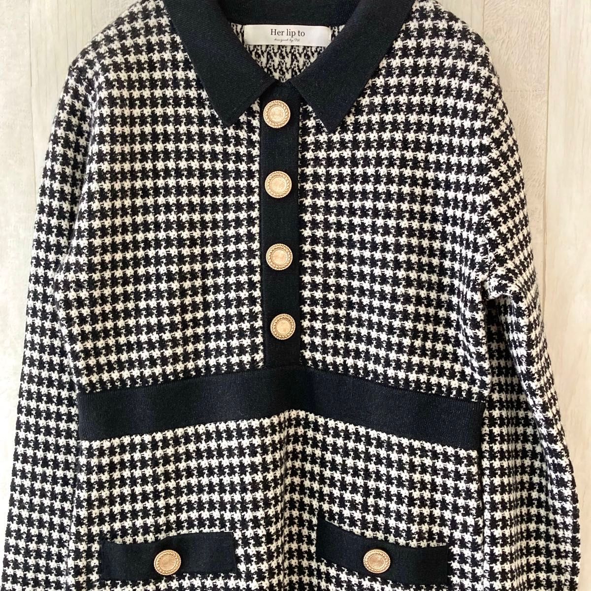 新品タグ付 Her lip to バッキンガム ニットワンピース 千鳥柄 新品タグ付 Her lip to バッキンガム ニットワンピース 千鳥柄