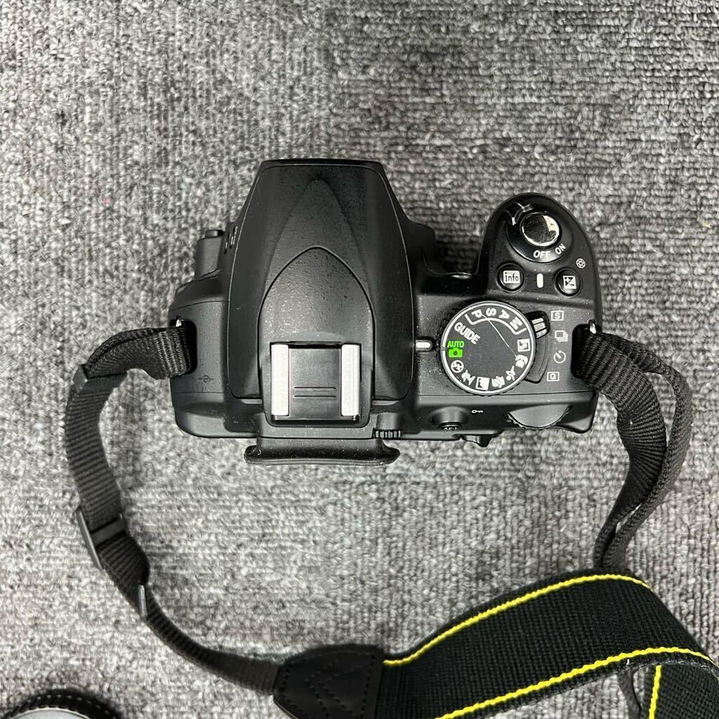 U3 Nikon ニコン デジタルー眼レフ D3000 AF-S DX NIKKOR 18-55mm F3.5-5.6G VR/55-200mm F4-5.6G ED VR 9 6D42D-2 通電確認済み_画像5