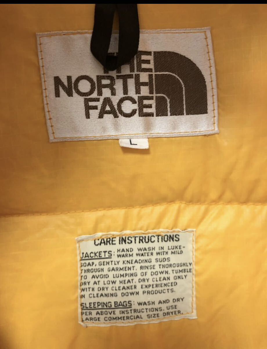 70's THE NORTH FACE 茶タグ　ダウンベスト イエロー L_画像2