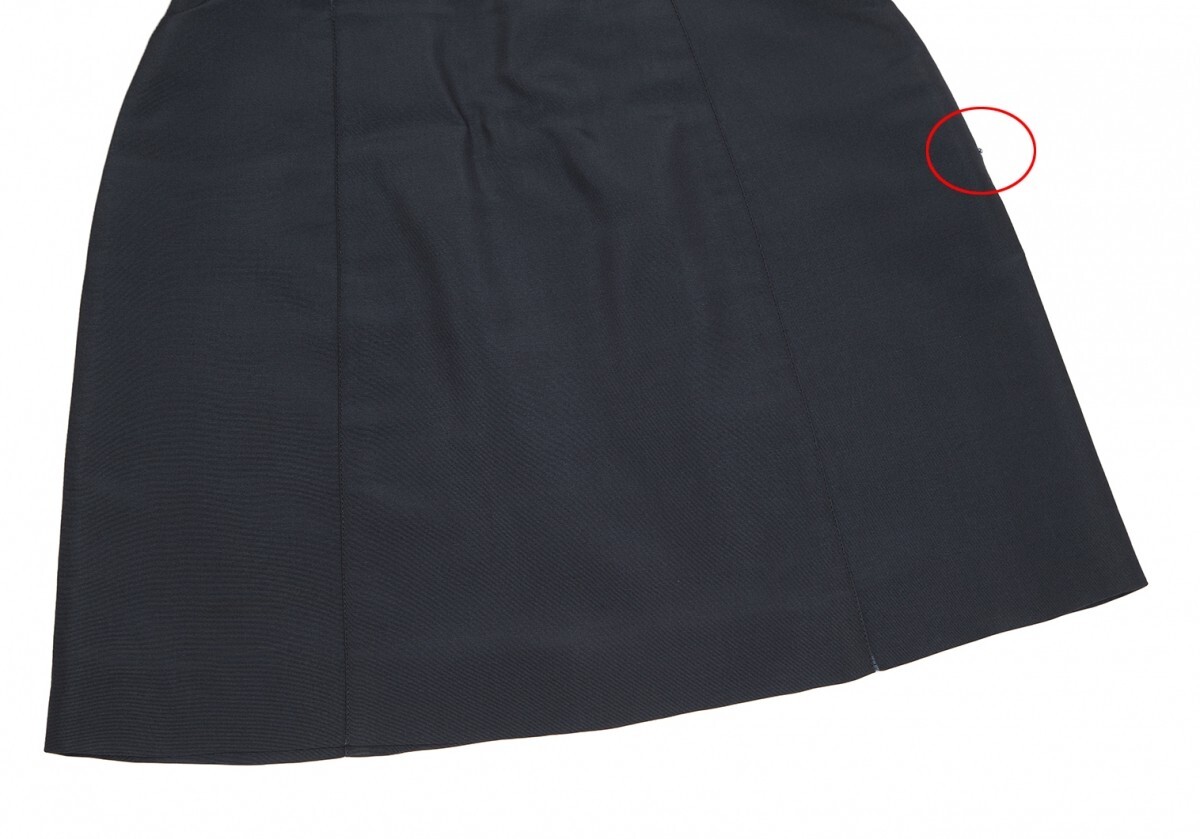 プラダPRADA シルクミニスカート 紺40_縫い目ダメージがあります。