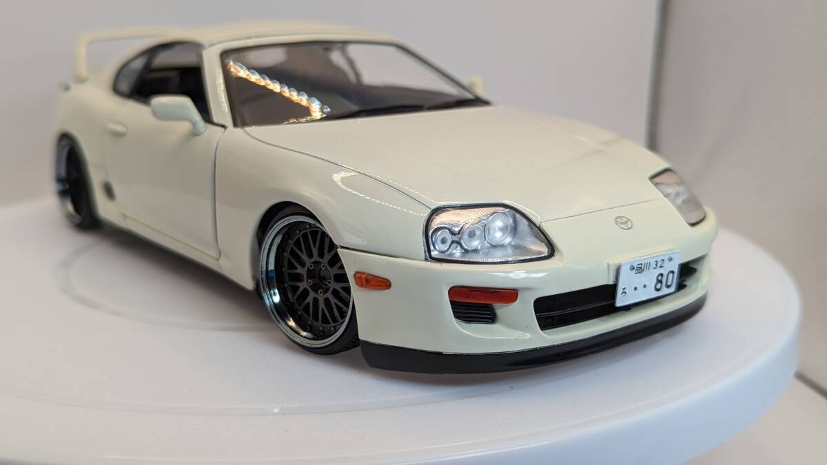 1/18 ソリド トヨタ スープラ JZA80 タルガルーフ ホワイト 深リム カスタム ローダウン TOYOTA SUPRA MK4 A80 京商 _画像7