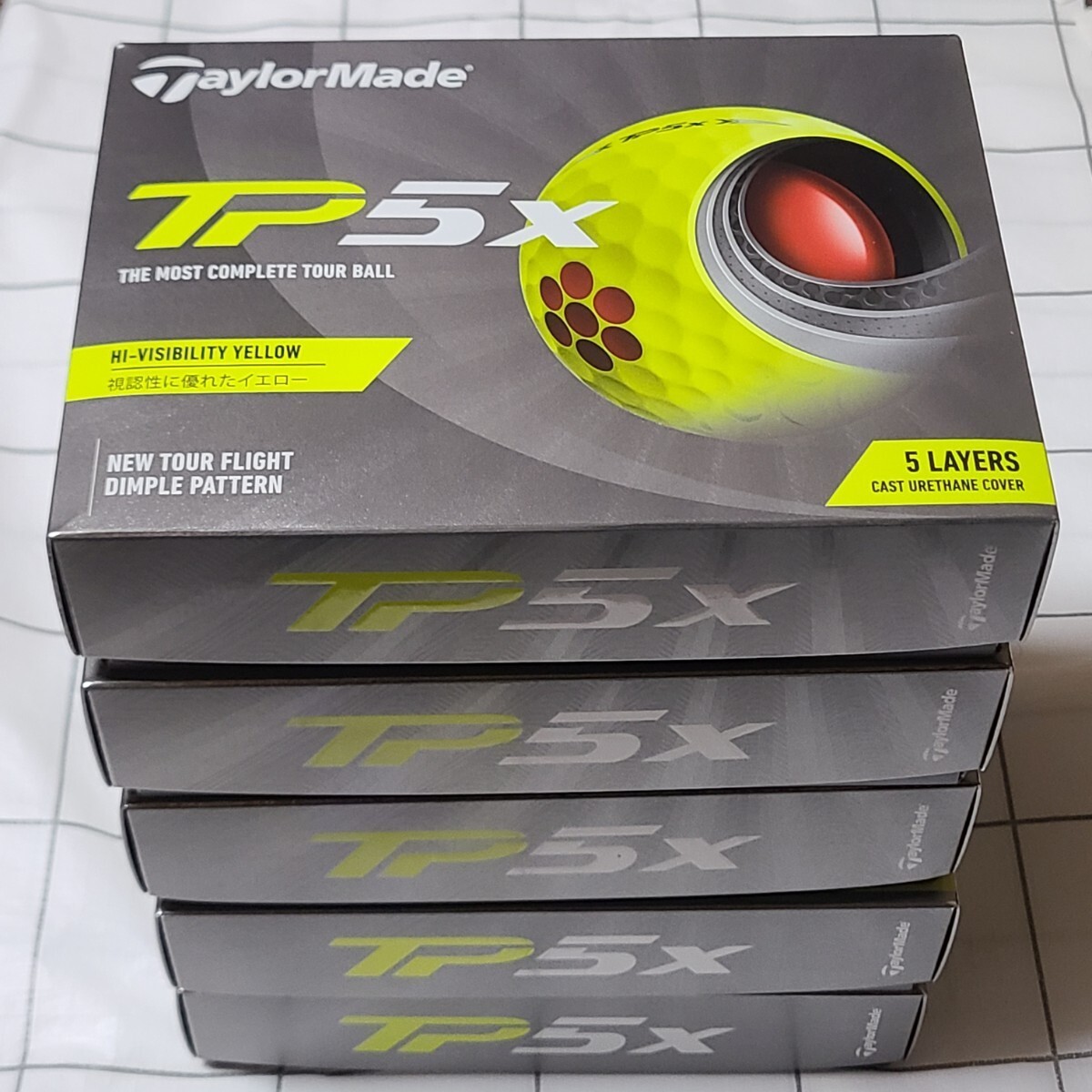 TaylorMade テーラーメイド TP5x イエロー 2021年モデル ゴルフボール 5ダースの画像1