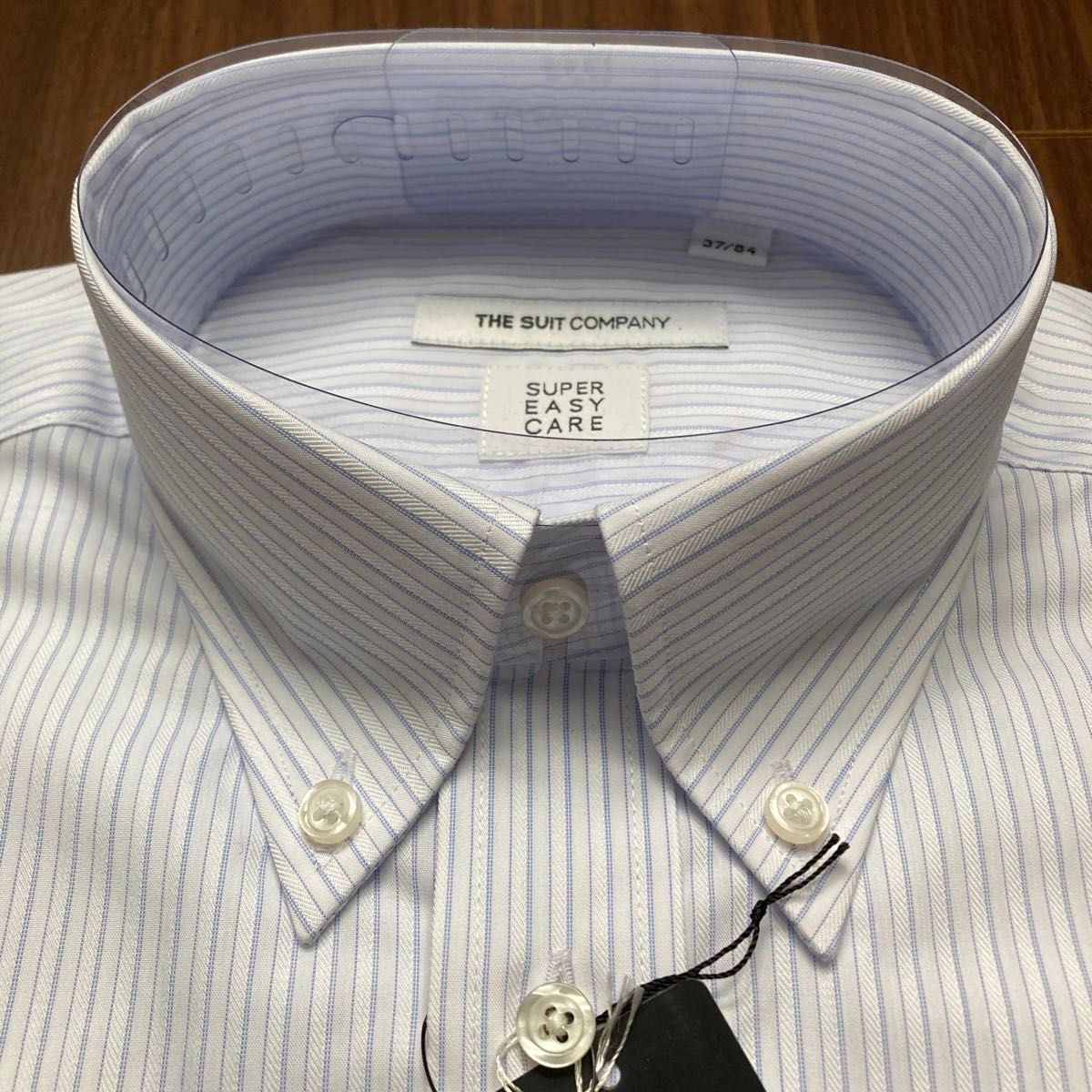 新品 スーツカンパニー 長袖ドレスシャツ S 37/84 ブルー ボタンダウン