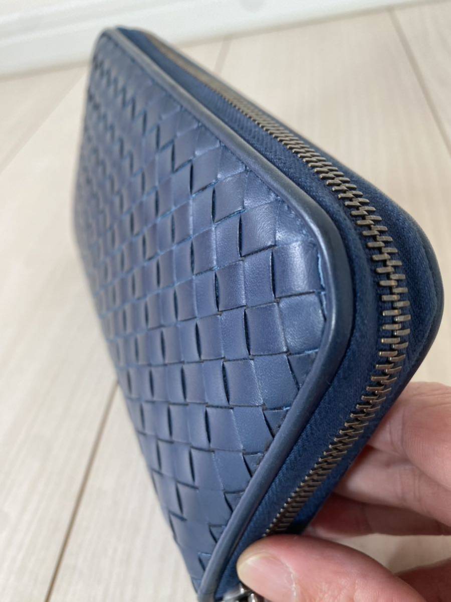 極美品！送料込み！BOTTEGA VENETA ボッテガヴェネタ イントレ チャート ジッピーウォレット ラウンドファスナー 本革 レザー 長財布 