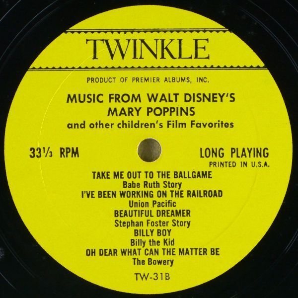 ■MUSIC FROM WALT DISNEY'S MARY POPPINS and other children's film favorites ＜LP US盤＞メリー・ポピンズの画像5