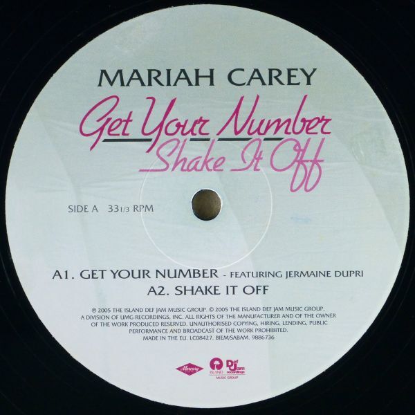 ■Mariah Carey（マライア・キャリー）｜Get Your Number feat. Jermaine Dupri / Shake It Off / Secret Love ＜12' 2005年 EU盤＞_画像6