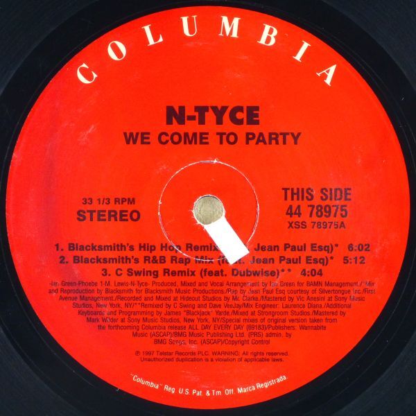 ■N-Tyce（N-タイス）｜We Come To Party ＜12' 1997年 US盤＞Blacksmith Remix, Scorccio's Remixの画像4